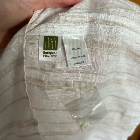 Garnet Hill Linen High-Low Midi Length Cover Up Dress Salt Mini Stripe $149 - Picture 11 of 14